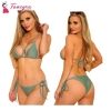 Fancyra Elegant Lace-Up Babydoll Bra & Panty Set in Green