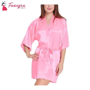 Fancyra Elegant Satin Kimono Style Nightwear Robe for Women - Comfort Fit Free Size