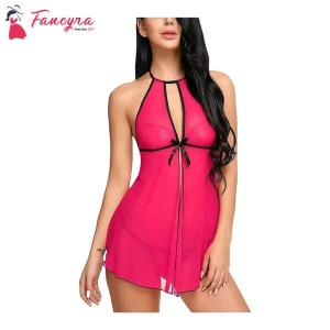 Fancyra Elegant Sensual Babydoll Lingerie With Open Front With G String Panty