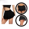 Fancyra Elegant Women Pleated Mini Skirt with Ruffle Detail and Adjustable Elastic Waistband in Black