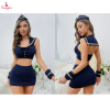 Fancyra Flight Attendant Costume Lingerie Set for Women with Hat and Hand Bands