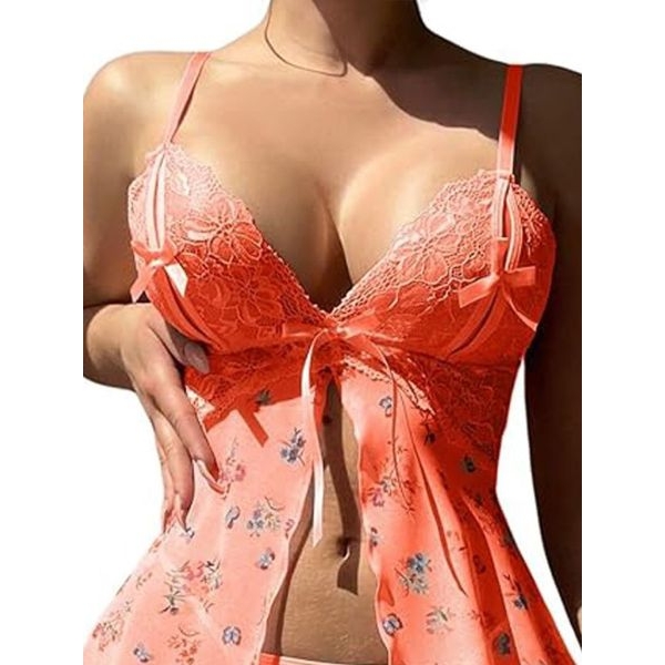 Fancyra Floral Sheer Nightwear Baby Doll Lingerie for Women - Image 3