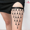 Fancyra Gothic Thigh Chain Harness for Women Adjustable Black Beaded Body Jewelry Leg Garter for Dresses