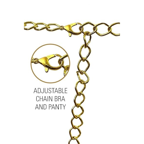Fancyra Intimate Chained Honeymoon Lingerie Bra Panty Set Gold Plated Body Jewellery - Image 3