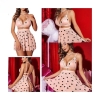 Fancyra Lace Babydoll V Neck Teddy Open Back Lingerie Mesh Nightdress For Women