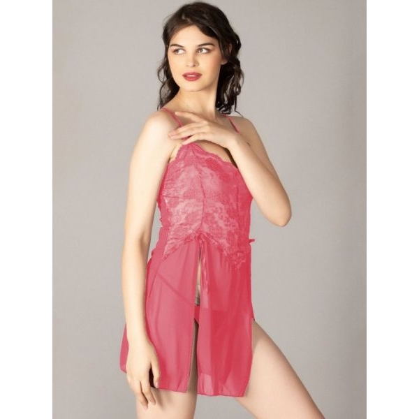 Fancyra Lace Lingerie Babydoll Nightdress Strap Chemise Sleepwear For Women - Image 2