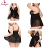 Fancyra Lingerie Babydoll Double Layer Elastic High Waist Teddy Chemise Suspender Floral Lace Nightdress For Women Free Size