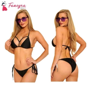 Fancyra Lingerie Lace Babydoll Bra And Panty Bikini Sets Free Size Black Color