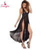 Fancyra Lingerie Lace Babydoll V Neck Chemise Halter Mesh Nightwear Gown Sheer Dress For Women