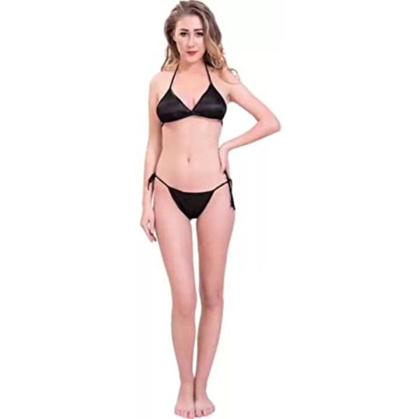 Fancyra Lingerie Set With Robe And Bikini Black Color Night Dress For Women - Image 3