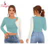 Fancyra Long Sleeve Casual Crop Top T-Shirt For Women