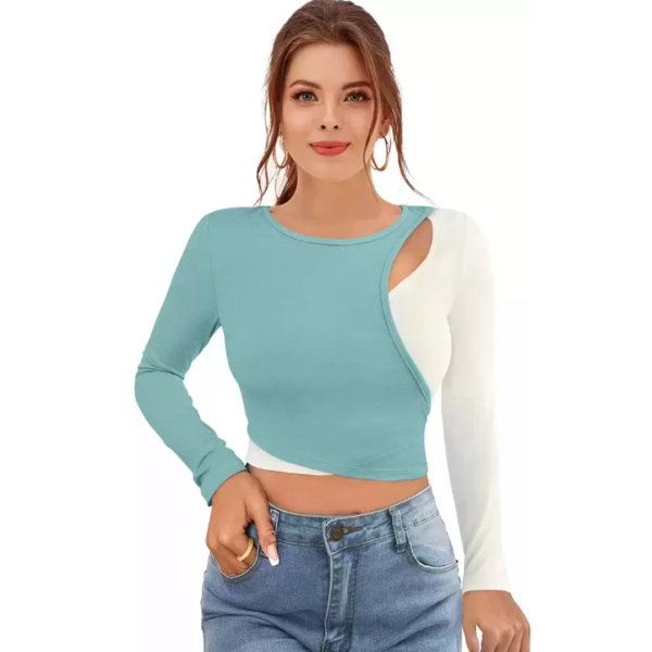 Fancyra Long Sleeve Casual Crop Top T-Shirt For Women - Image 4