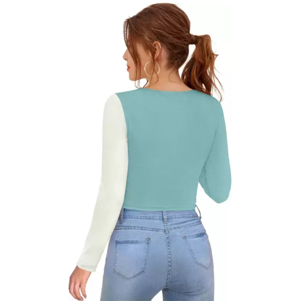 Fancyra Long Sleeve Casual Crop Top T-Shirt For Women - Image 5