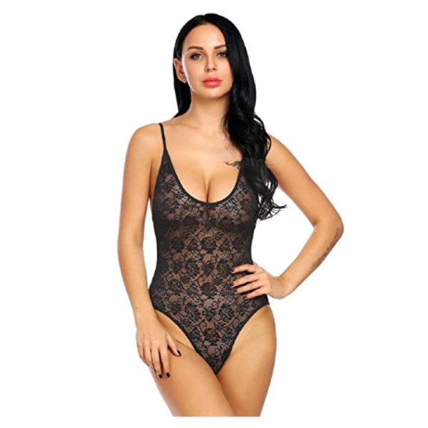Fancyra Net Transparent Nightwear Babydoll Sleepwear Night Suit Free Size Black Color - Image 3