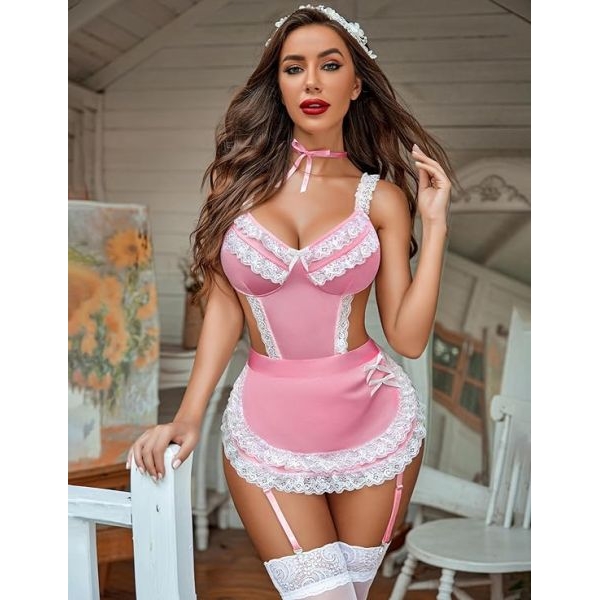 Fancyra New Elegant Lace Trimmed Babydoll Lingerie with Satin Detail for Women - Image 4
