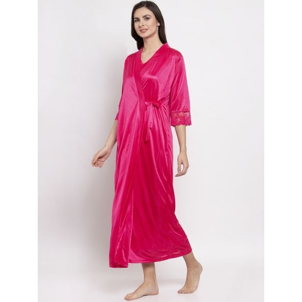 Fancyra Night dress Night Wear Two Piece Satin Silk Women Nighty with Robe - Image 3