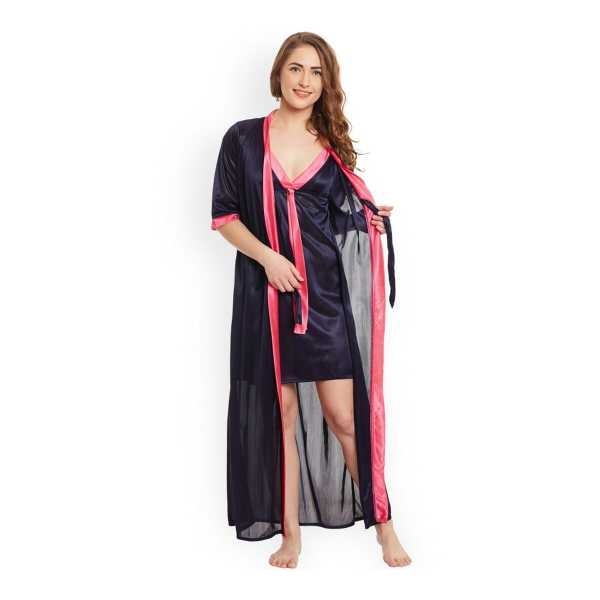 Fancyra Night dress with Robe Two Piece Satin Silk Sleepwear Nightwear Women Nighty - Image 2