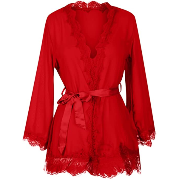 Fancyra Nightdress Babydoll Lingerie Lace Charming Bathrobe For Women Free Size - Image 4