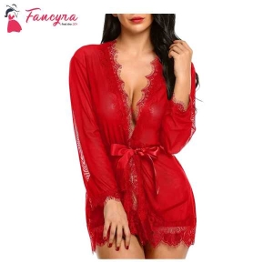 Fancyra Nightdress Babydoll Lingerie Lace Charming Bathrobe For Women Free Size