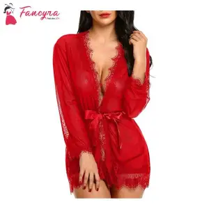 Fancyra Nightdress Babydoll Lingerie Lace Charming Bathrobe For Women Free Size