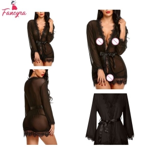 Fancyra Nightdress Lingerie Lace Charming Bathrobe For Women Free Size