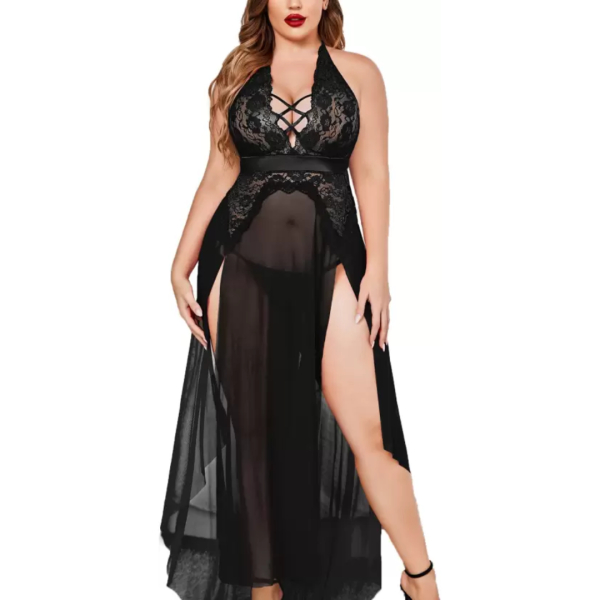 Fancyra Nightgown Lingerie Babydoll Chemise Lace Split Long Maxi Nightdress For Women - Image 3