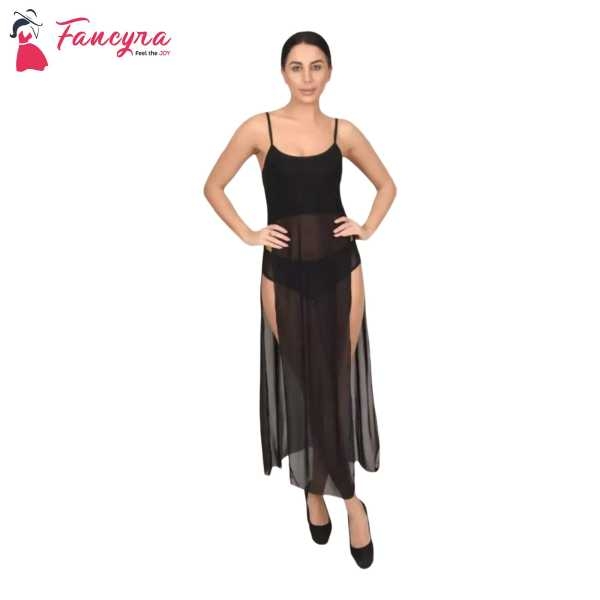 Fancyra Nightgown Lingerie Sheer Lace Chemise Mesh Sleepwear Maxi Babydoll Dress For Women Free Size - Image 2