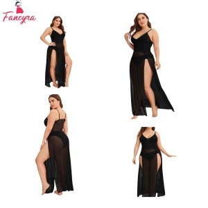 Fancyra Nightgown Lingerie Sheer Lace Chemise Mesh Sleepwear Maxi Babydoll Dress For Women Free Size