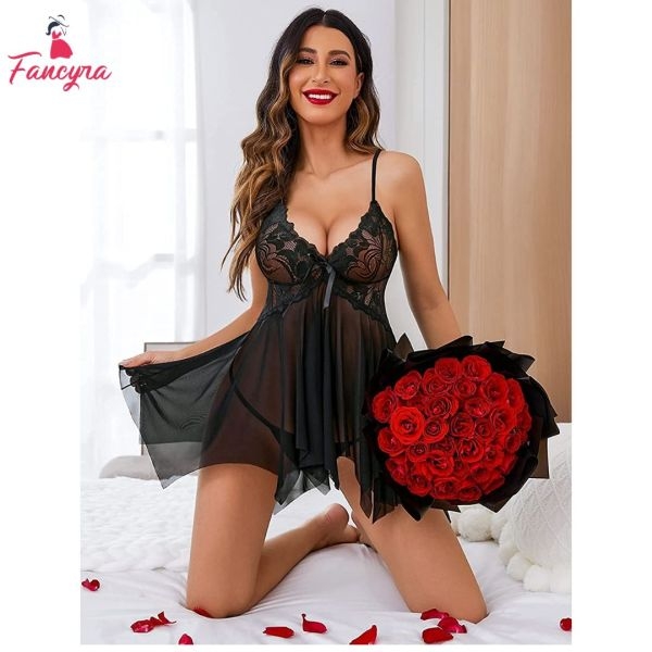Fancyra Nightwear Babydoll Lingerie for Women Sleepwear Nightdress Free Size - Image 2