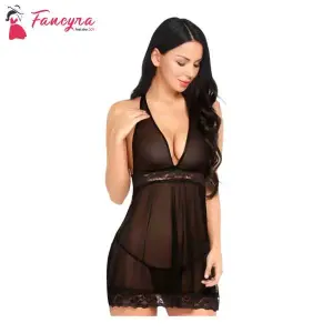 Fancyra Nightwear Babydoll Lingerie Nightdress With G String Panty Free Size