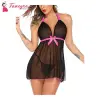 Fancyra Nightwear Babydoll Lingerie Set Above Knee Night Dress Free Size