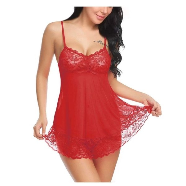 Fancyra Nightwear Babydoll Lingerie Set For Women With G String Panty - Image 2