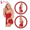 Fancyra Nightwear for Honeymoon Lingerie Dress With G String Panty Free Size Red Col