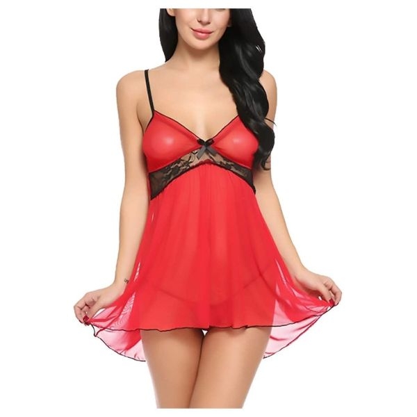 Fancyra Nightwear Lingerie Babydoll Sleepwear Nightdress With G String Panty Free Size - Image 2