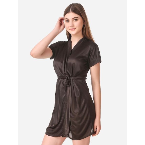 Fancyra Nightwear Lingerie Nightdress With Robe And Bikini Bra Panty Set Free Size - Image 3