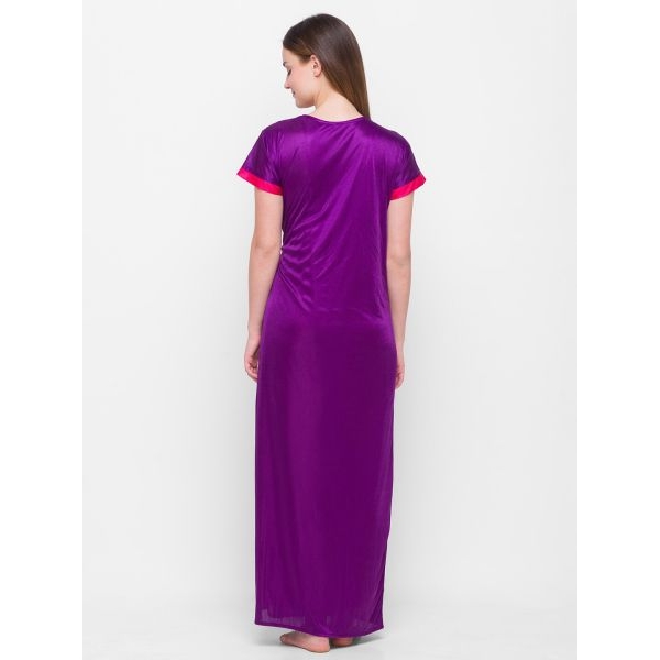 Fancyra Nightwear Night dress Two Piece Satin Silk Women Sleepwear Nighty with Outer Robe - Image 4
