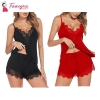 Fancyra Nightwear Pajama Combo Set Lingerie Above Knee Babydoll For Women Free Size
