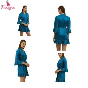 Fancyra Nightwear Robe Set Sleepwear Satin Nighty For Women Free Size