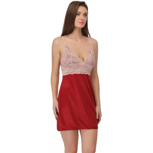 Fancyra Nightwear Satin Night Dress and Half Sleeves Robe Nighty Set For Women Free Size - Image 2
