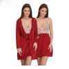 Fancyra Nightwear Satin Night Dress and Half Sleeves Robe Nighty Set For Women Free Size