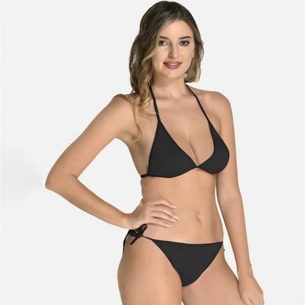 Fancyra Non Padded Lingerie Bikini Set For Women Free Size Black Color
