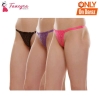 Fancyra Pack of 3 Women's Thong Panty Free Size Black Pink and Purple Color
