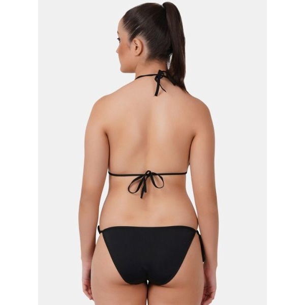 Fancyra Plain Black Bikini Bra Panty Lingerie Set Free Size For Women - Image 2