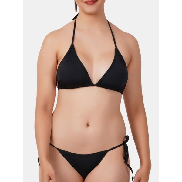 Fancyra Plain Black Bikini Bra Panty Lingerie Set Free Size For Women - Image 4