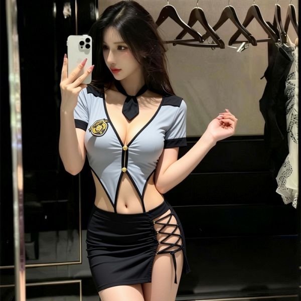 Fancyra Police Roleplay Cosplay Hot Transparent Lingerie Set For Women - Image 2
