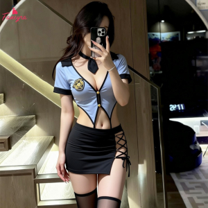 Fancyra Police Roleplay Cosplay Hot Transparent Lingerie Set For Women