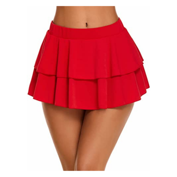 Fancyra Polyester And Spandex Mix Mini Skirt For Women - Free Size - Red Color Fashion Red Mini Skirt For Women - Image 2