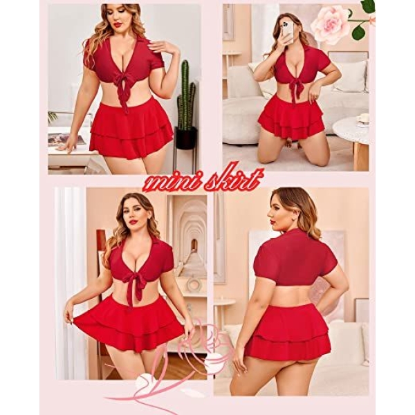 Fancyra Polyester And Spandex Mix Mini Skirt For Women - Free Size - Red Color Fashion Red Mini Skirt For Women - Image 5