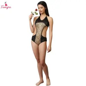 Fancyra Printed Halter Neck Baby Doll Lingerie for Women