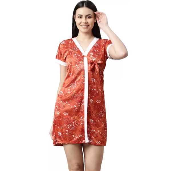 Fancyra Printed Sleepwear Nightwear Nighty with Robe Swimwear Bikini Set For Women - Image 4